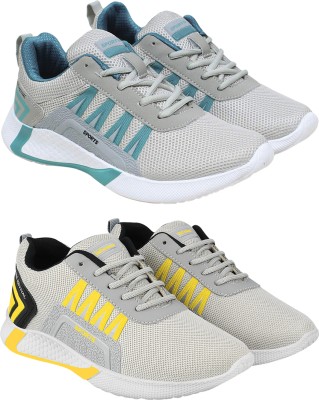 BIRDE Premium Men Casual Shoes For Men Pack Of 2 Sneakers For Men(Grey, Green, Yellow)