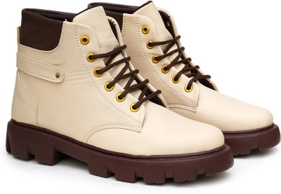 PLANET WALK Casual Boots Lightweight, Breathable, Comfortable Everyday Cushioned Insole Boots For Women(Off White , 3)