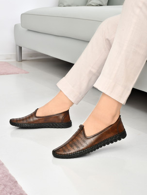 PROVOGUE Provogue Men’s Handmade Sole Stitch Loafers | Synthetic Leather Party Wear Shoes Loafers For Men(Brown , 9)