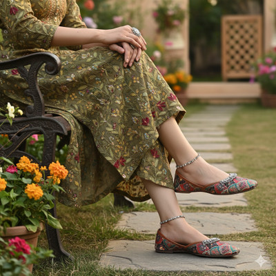 RAVIS Jaipuri Rajasthani Mojaris For Women(Multicolor , 9)