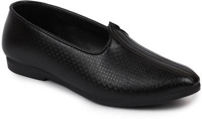 FAUSTO Ethnic|Wedding|Party|Fashion|Outdoor|Back Open Juttis and Mojaris For Men(Black , 8)