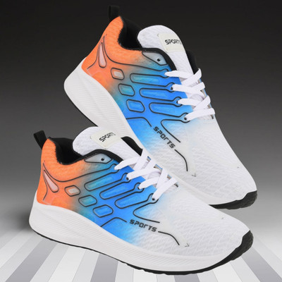 JOSMOS Trending Sports Shoes For Men Walking Shoes For Men(White, Blue, Orange , 6)