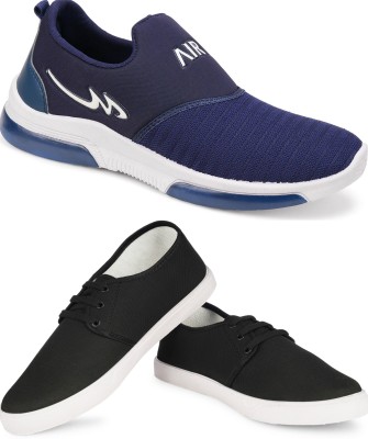 Free Kicks Combo FK-MXO and FK-201 lightweight Slip On Sneakers For Men(Navy)