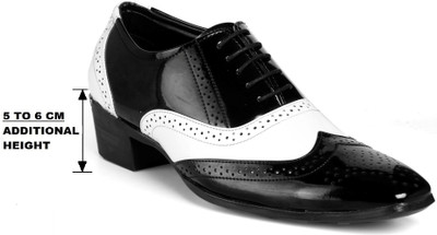 Baxxico Men's 2 Inch Elevator Height Increasing Casual Brogue Lace-up Shoes Brogues For Men(Black , 9)
