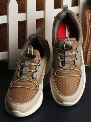 Roadster Lightweight Laceup Casual Colorblocked Sneaker Sneakers For Men(Beige , 6)