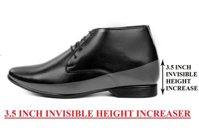 YUVRATO BAXI 3.5 Inch Hidden Height Elevatore/Increasing Formal Lace-Up Party Wear Boots For Men(Black , 6)