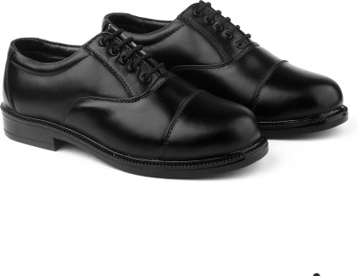 Isons Isons Men's Leather Police Oxford Formal Lace up Shoes Oxford For Men(Black)