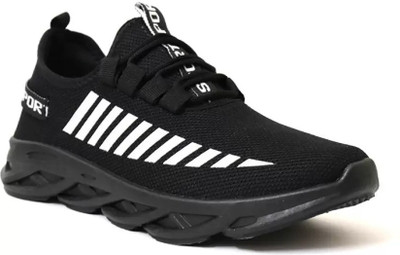 BOKZZON Stylish shoes for men – trendy sports shoes for men running gym sneakers Running Shoes For Men(Black, White , 8)