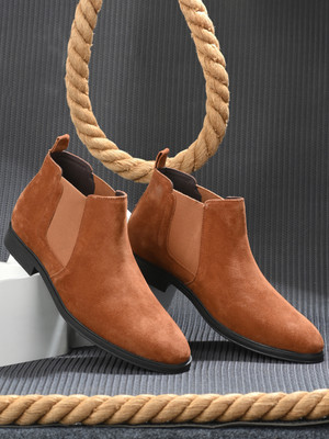 SAN FRISSCO Faux Leather Boots For Men(Tan , 10)