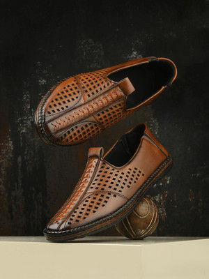 Server Men's PU Synthetic Leather Loafers For Men(Tan , 8)