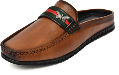 SCARPIA Open Back Loafer Clogs For Men(Tan , 10)