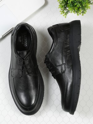 Teakwood Men Black Leather Lace-Up Formal Shoes Casuals For Men(Black , 9)