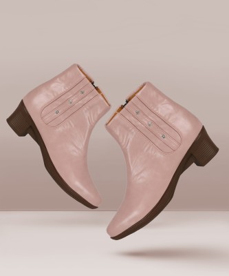 Furiozz Zipper Boots For Women And Girls Boots For Women(Pink)