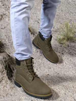 CARLTON LONDON Boots For Men(Olive , 8)