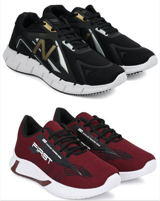 Free Kicks Combo Of 2 Shoes FK- B4-Norway & FK-565 Sneakers For Men(Red , 10)