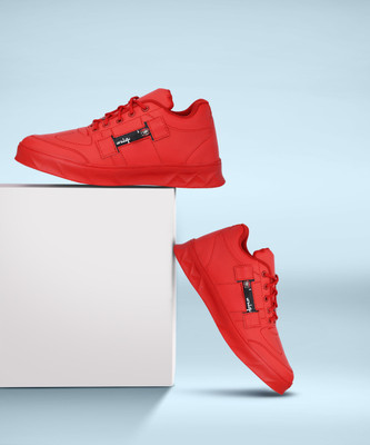 High Steps Casual Canvas Chain Sneakers Canvas Sneakers For Men(Red , 9)