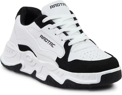 radtac Men's White & Black Chunky Sneakers | Stylish Casual Sports Shoes Party Wear For Men(Black, White , 9)