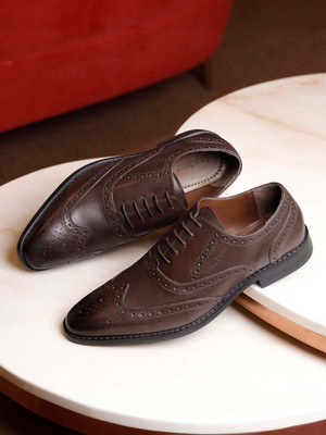 LOUIS STITCH Brunette Brown Italian Leather Brogue Formal Lace Up Shoes for Men (NRXBGBB) Brogues For Men(Brown , 11)