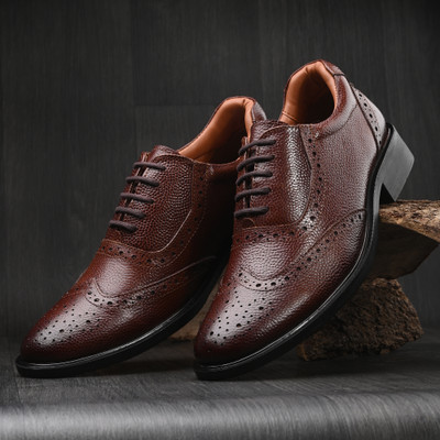 AUSERIO Leather Formal Shoes Light|Comfort|Trendy|Premium Shoes Lace Up For Men(Tan , 10)