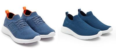 Face Stylish Sports Shoes for Men – Ideal for Running, Gym & Training Sneakers For Men(Blue, Orange , 7)