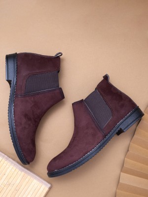 BIG FOX Big Fox Anglo-2 Chelsea Boots For Men(Maroon , 10)