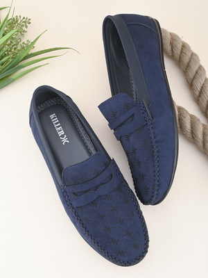 KILLER SS24 3063 Blue Suede Loafers Loafers For Men(Blue , 9)