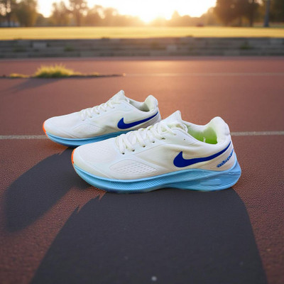 AZEEREXA Indian Frenzy PU Sports Running Shoes for Men | Lightweight & Comfortable Casuals For Men(White, Blue , 8)