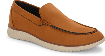 Server Men's PU Synthetic Leather Loafers For Men(Tan , 6)