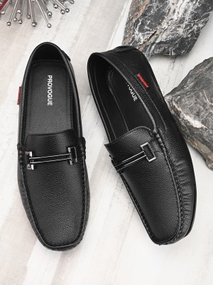PROVOGUE Provogue Men Black Faux Leather Formal Slip On Loafers Loafers For Men(Black)