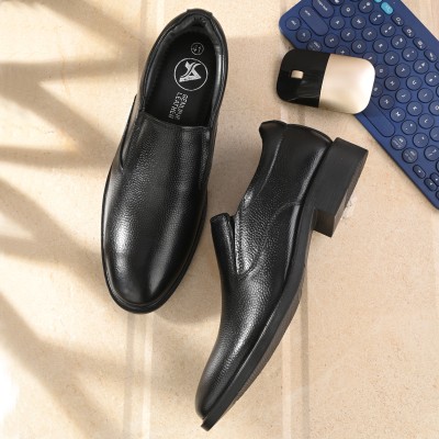 AUSERIO Genuine Leather Formal Shoes Light|Comfort|Trendy|Premium Shoes Slip On For Men(Black)