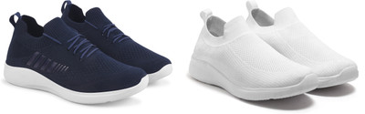 Face Sneakers For Men(White, Blue , 9)