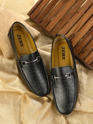 ZebX Loafers For Men(Black , 8)