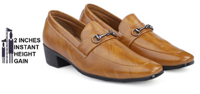 BXXY Men's Tan Height increasing Formal Party Slip-On Shoes Slip On For Men(Tan , 7)