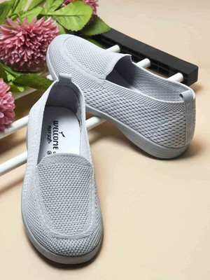 WELCOME Stylish & Comfortable Breathable Walking Casual Perfect for Outdoor Wear Slip On Sneakers For Women(Grey , 5)