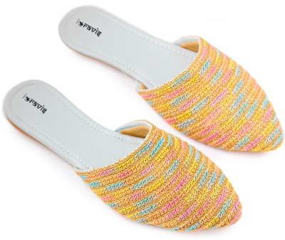 RAVIS Embroidered Comfortbale stylish Ethnic Mule For Women(Multicolor , 9)