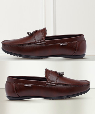 action Lightweight | Comfortable | Trendy | Daily Wear | Synthetic Leather Loafers For Men(Brown , 7)