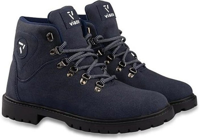 VIAZO Ranger Men's Boots Formal and Casual Leather Lace Up Boot for Every Season Boots For Men(Blue , 9)