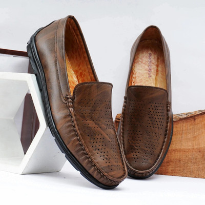 PROVOGUE Loafers for Men | Synthetic Leather Party Wear Formal Casual Shoes Loafers For Men(Brown , 8)