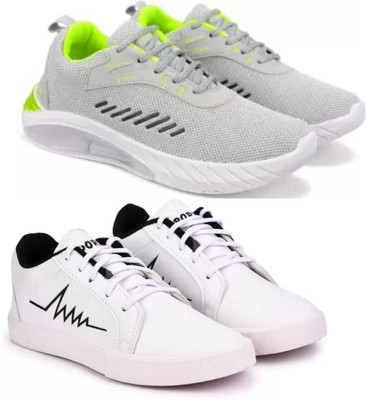 house of common Combo Pack of 2 Sneakers For Men(Grey, White , 10)