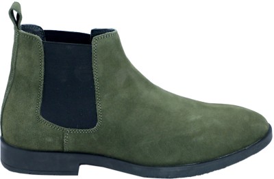 QUADRO Stylish & Trendy Suede Leather Chelsea Boot Boots For Men Boots For Men(Olive)