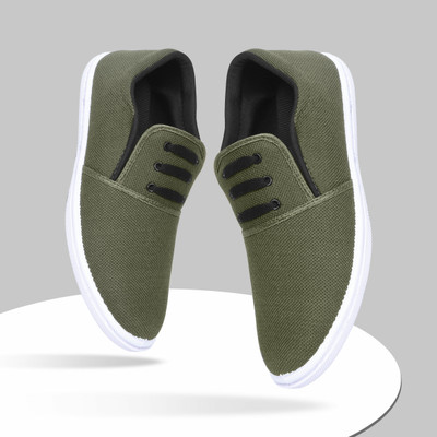 Kzaara Slip On Sneakers For Men(Olive , 3)