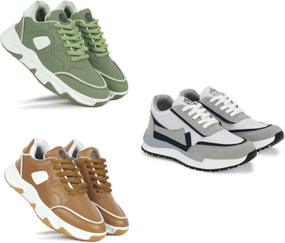 Walkivo Men’s Synthetic leather Shoes | Office & Party Wear Lace‑Up Design Lace Up For Men(Olive, Tan, Grey , 7)