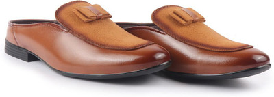 FAUSTO Bow Design Velvet Back Open Evening Party Formal Shoes|Cocktail Tuxedo Dress Slip On For Men(Tan , 7)