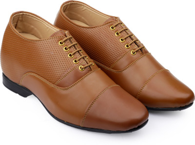 YUVRATO BAXI Men's 3.5 Inch Hidden Height Increasing Brown Casual Formal Oxford Laceup Shoes Oxford For Men(Brown , 6)