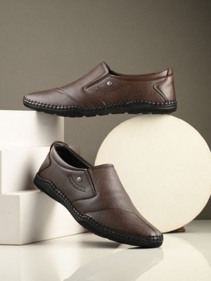 PROVOGUE Lightweight Comfort Summer Trendy Premium Stylish Slip On For Men(Brown , 7)