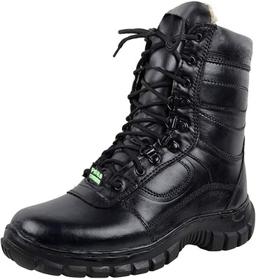 Para Commando Para Commando Men's Black Genuine Full Leather Combat Safety Boot Shoes Boots For Men(Black , 6)