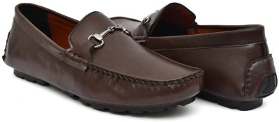 Influx Men's Loafers Shoes Material Synthetic Leather Sole PVC Design in Front Solid Loafers For Men(Brown)