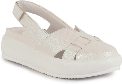 FAUSTO Embellished Backstrap Height Enhancer Hook and Loop Shoes|Evening Party Shoe Slip On Sneakers For Women(White , 7)