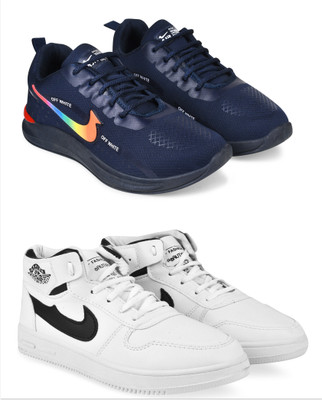 Free Kicks Combo Of 2 Shoes FK-NK-901 & FK-J-310 Sneakers For Men(White , 10)