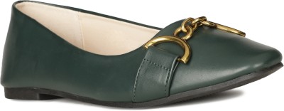 Bata Cuff Ballerina Bellies For Women(Green , 8)